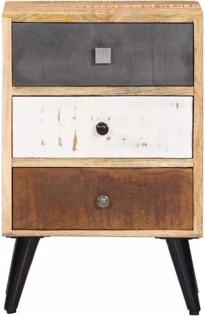 Berkfield Home Mid Century Solid Mango Wood Bedside Cabinet in Brown, W/D/H: 40 x 30 x 60 cm