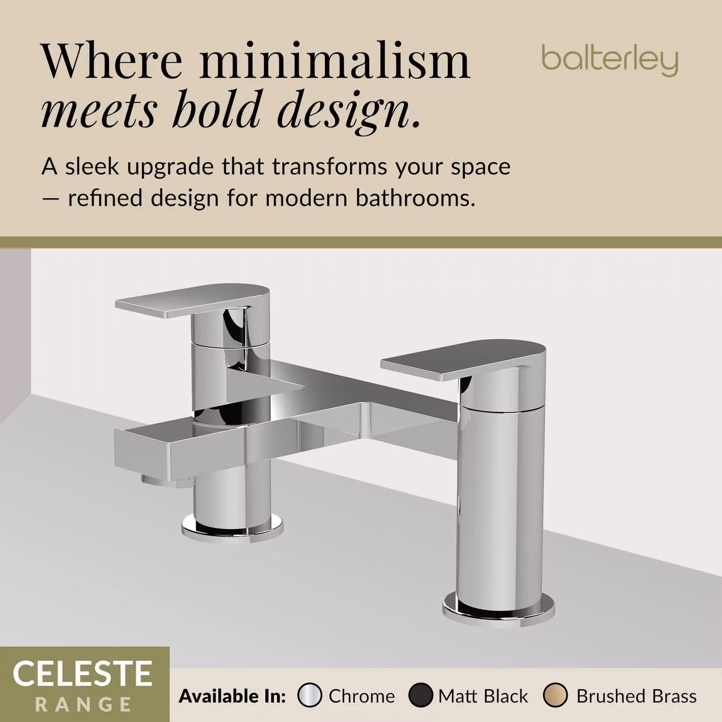 Balterley Contemporary Two-Handle Deck Mounted Bath Filler Tap in Chrome Silver – 2