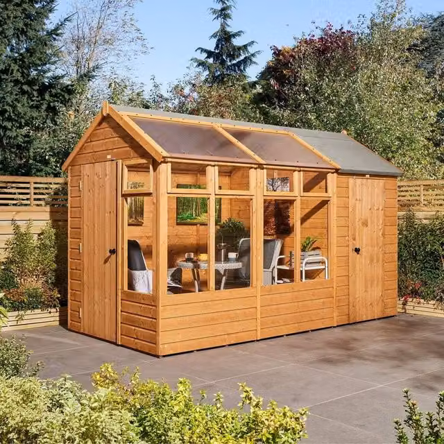 Rowlinson 12 x 6 Timber Growhouse with Store in Brown, W/D/H: 197.5 x 365.5 x 246.5 cm