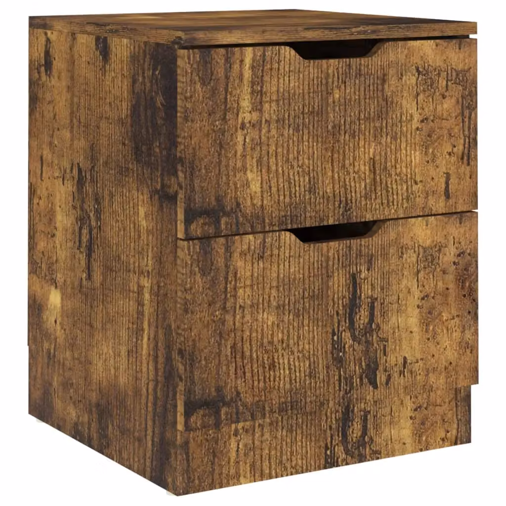 Berkfield Home Set of 2 Modern Bedside Cabinets in Smoked Oak Brown, W/D/H: 40 x 40 x 50 cm – 3