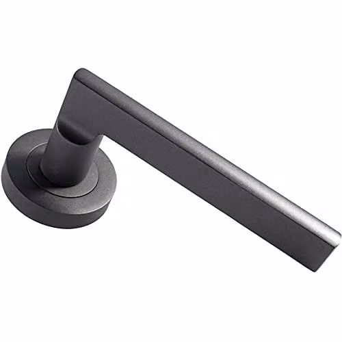 Loops Pair of Straight Plinth Mounted Handles on Round Rose in Matt Bronze with Concealed Fixings – 1