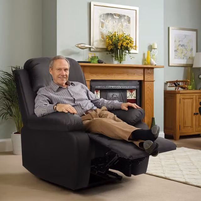 Comfy Living Modern Black Bonded Leather Reclining Chair with Armrests
