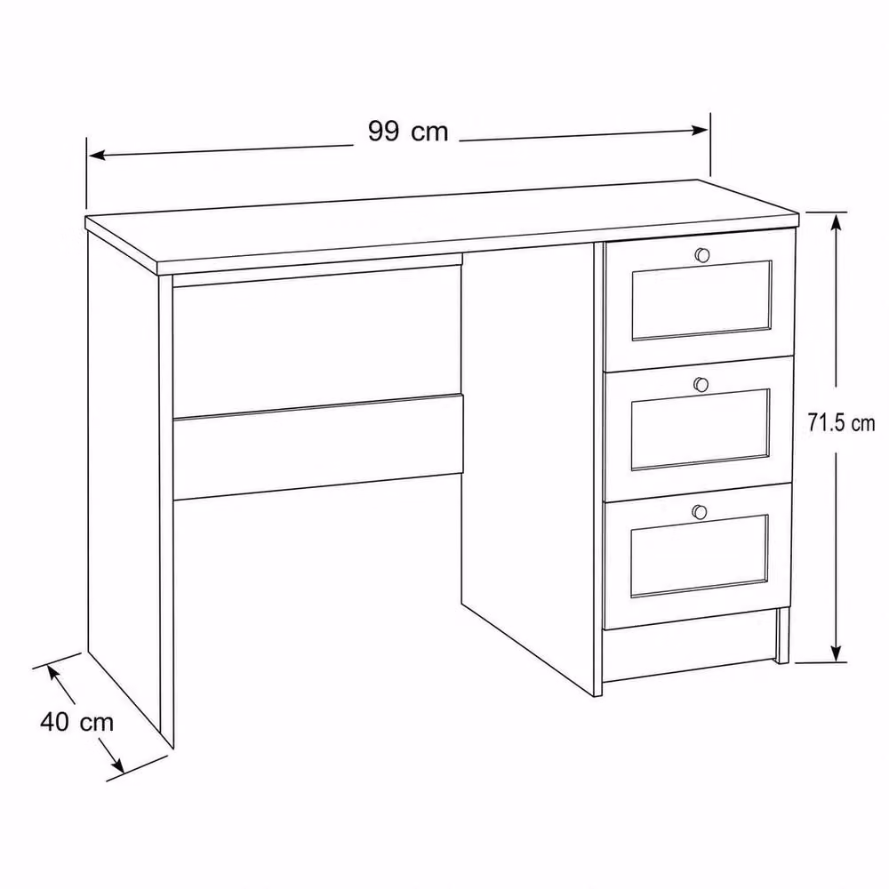 Havendro Grey Modern 3 Drawer Dressing Table and Study Desk – 2