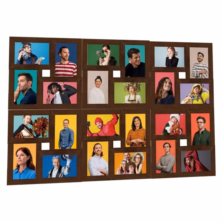 Berkfield Home Modern Collage Photo Frame, Dark Brown, Holds 24 Pictures, W/D/H: 13 x 18 cm