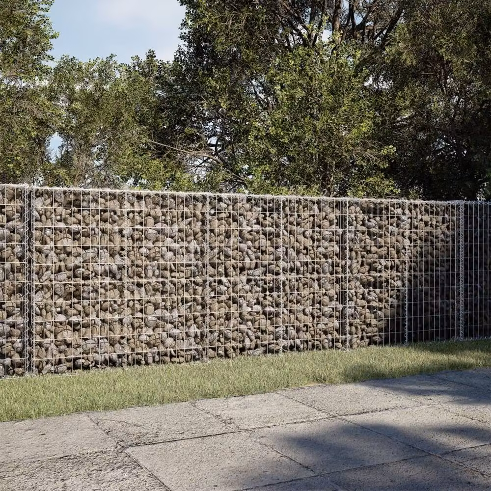 Berkfield Home Silver Galvanised Steel Gabion Basket with Cover, W: 350 cm, D: 100 cm, H: 100 cm – 2