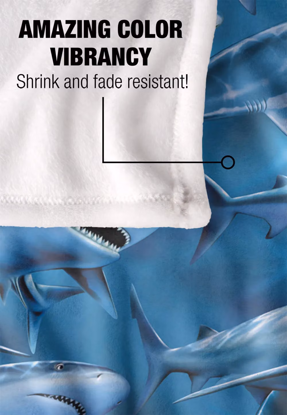 JQ Licensing Royce Mcclure Great White Shark Attack Pattern Super Soft Fleece Throw Blanket, W/D: 152 x 127 cm – 4