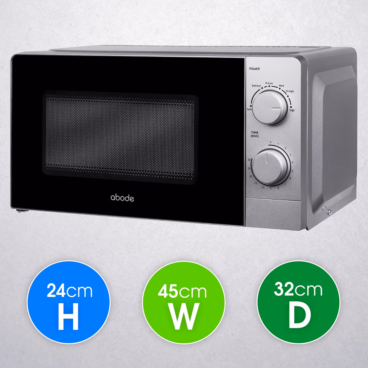 Abode AMM2005B 20 Litre 700W Manual Solo Microwave in Silver – 2