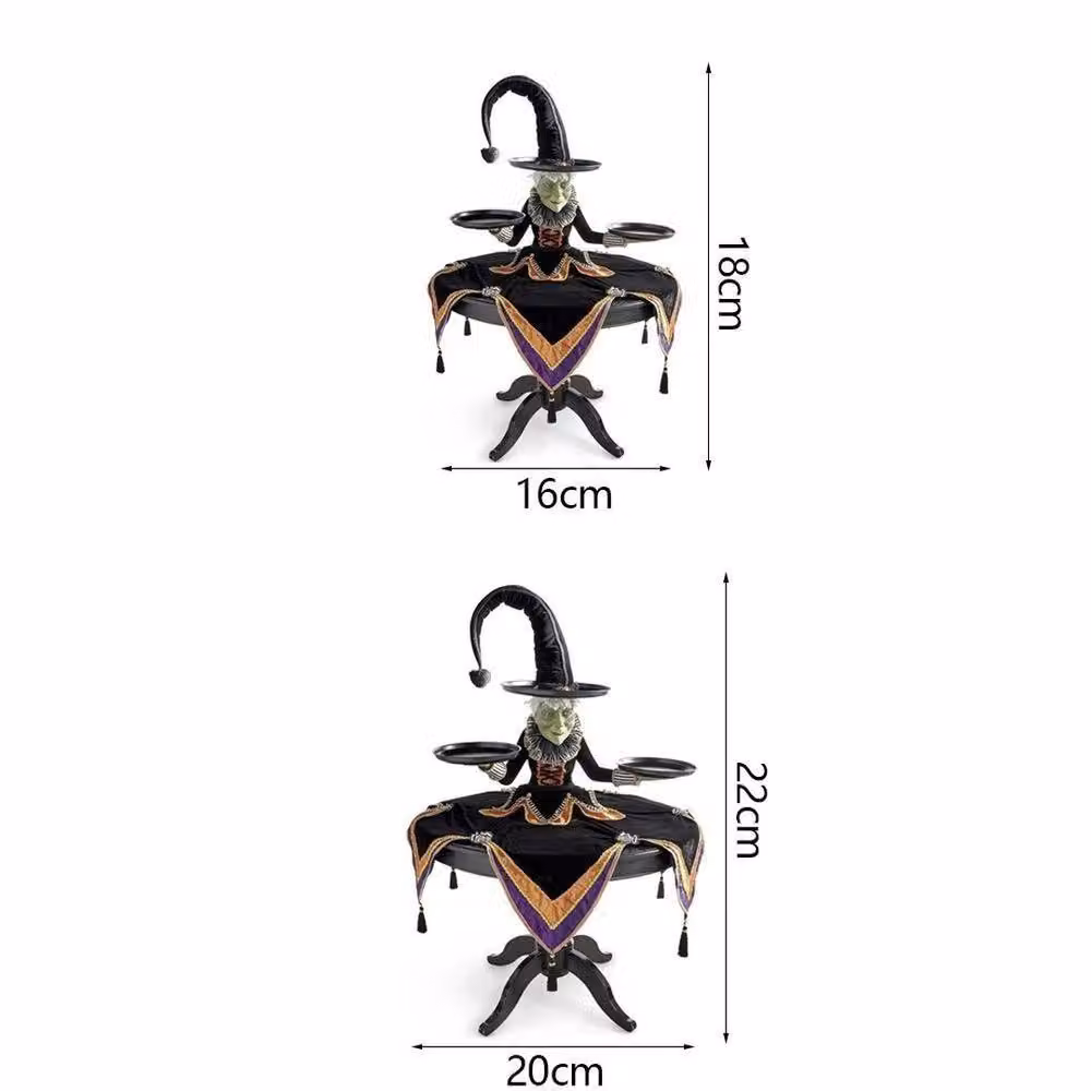 SPETLEK Halloween Witch Harlequin Tabletop Server in Black, Orange, Green and Purple, Diameter: 18 cm – 2