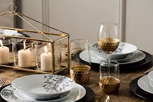Orsina Set of 4 Gold Geometric Large Wine Glasses – 3