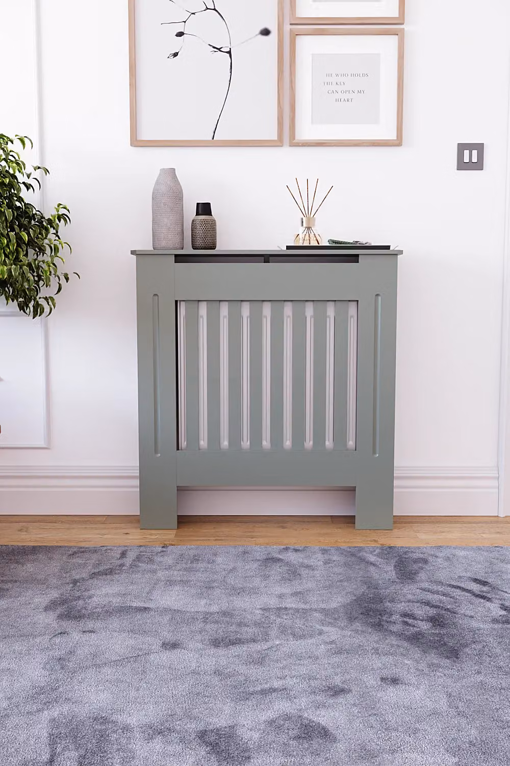 Vida Designs Chelsea MDF Radiator Cover in Grey, W/D/H: 78.0 x 82.0 x 19.0 cm – 3
