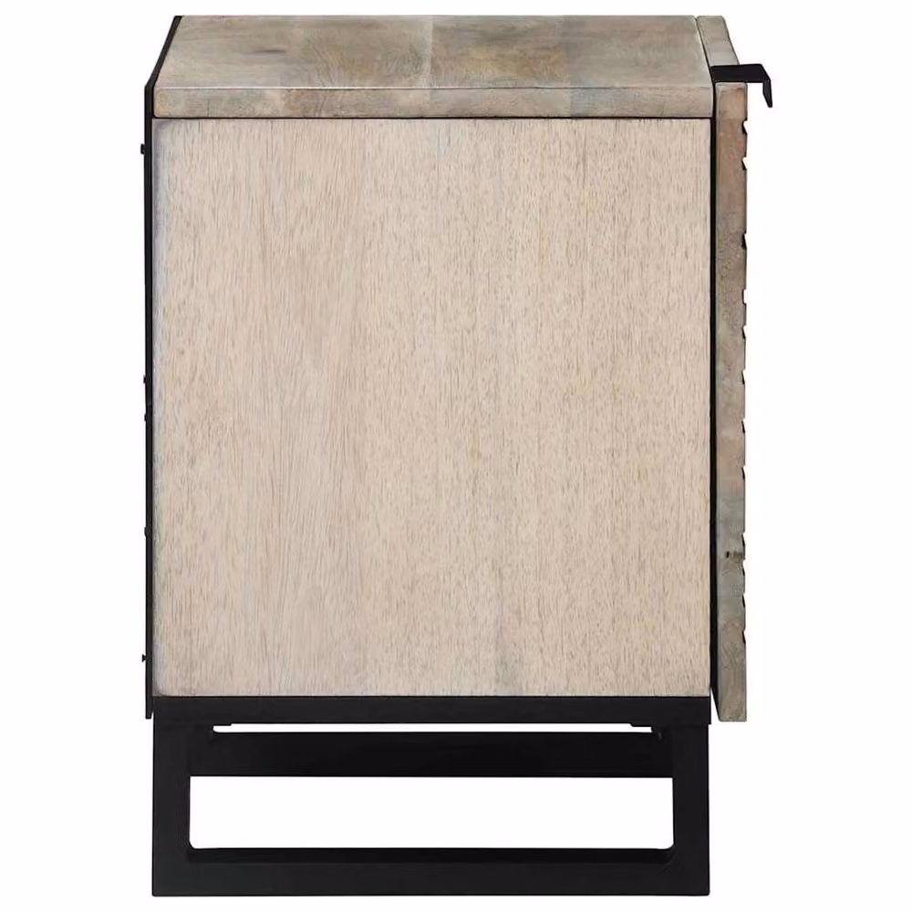 Berkfield Home Set of 2 Rustic Mango Wood Bedside Tables in Light Brown, W/D/H: 40 x 33.5 x 46 cm – 5