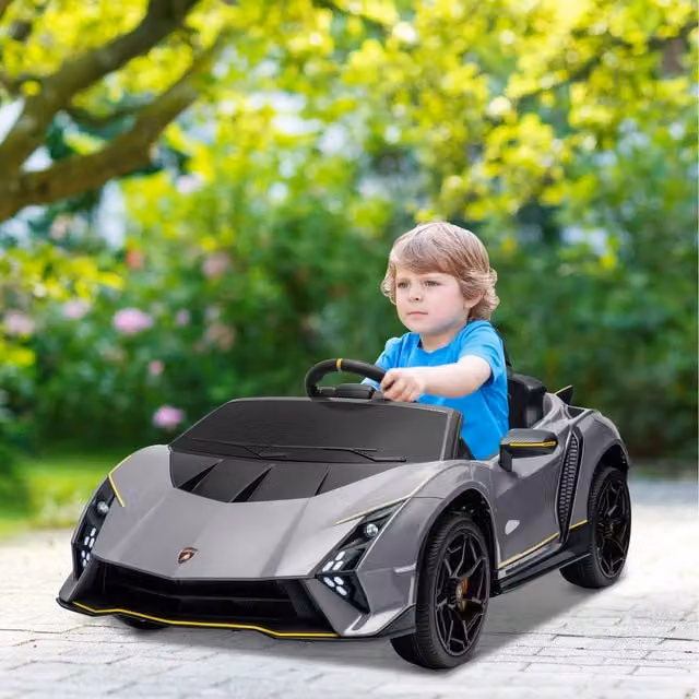 AIYAPLAY Licensed Lamborghini Autentica 12V Electric Ride on Car, Grey