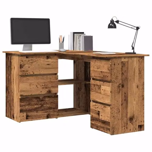 vidaXL Corner Desk in Old Wood Brown, W/D/H: 145 x 100 x 76 cm – 3