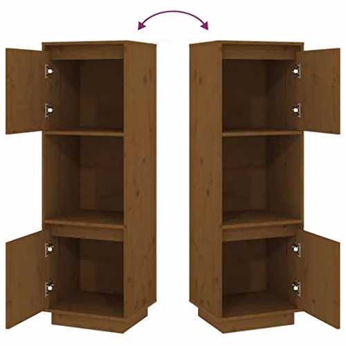 vidaXL Highboard in Brown Solid Pine Wood, W/D/H: 38 x 35 x 117 cm – 3