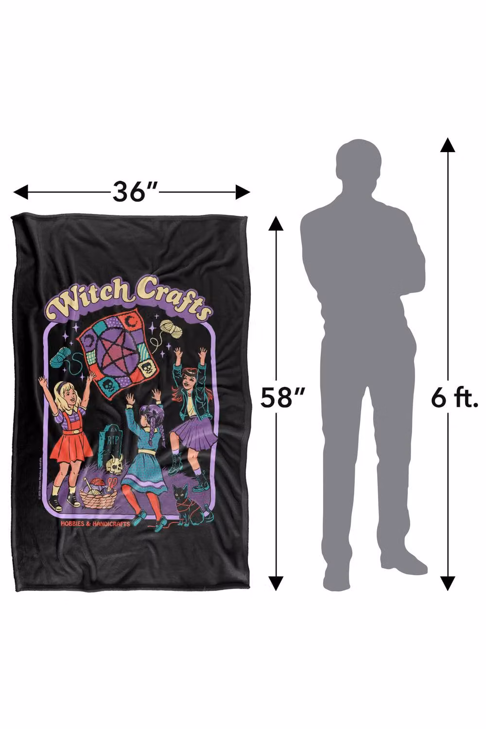Steven Rhodes Witch Crafts Multicolour Super Soft Fleece Throw Blanket W/D/H: 91 x 147 cm – 3