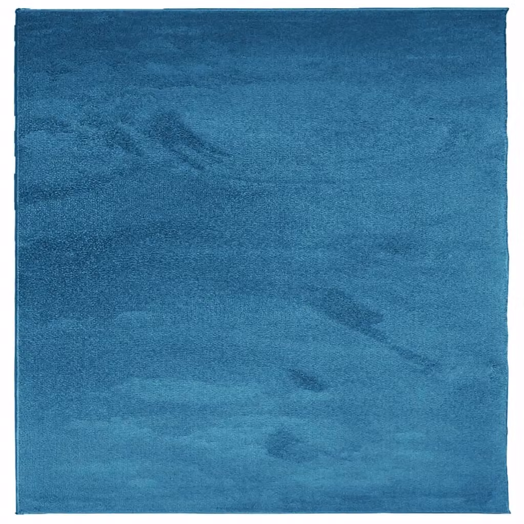 Berkfield Home OVIEDO Short Pile Square Rug in Turquoise Blue, W/D/H: 120 x 120 x 1 cm
