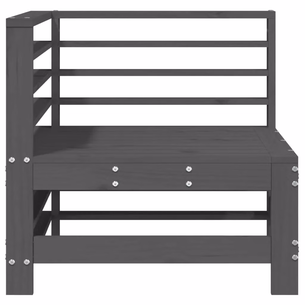Berkfield Home 2 Piece Grey Rustic Solid Pine Wood Garden Corner Sofa Set – 4