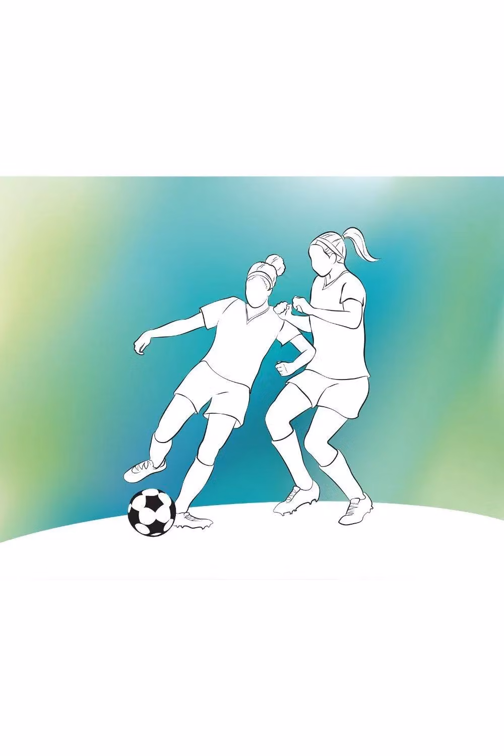 Origin Murals Girls Playing Football Wall Mural, Green, W: 300 cm x H: 240 cm – 2