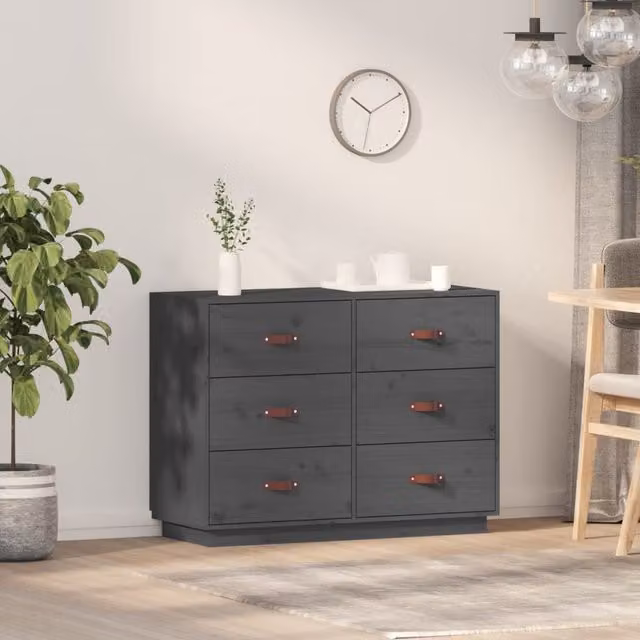 Berkfield Home Grey Rustic Solid Wood Pine Sideboard W/D/H: 100 x 40 x 75 cm – 1