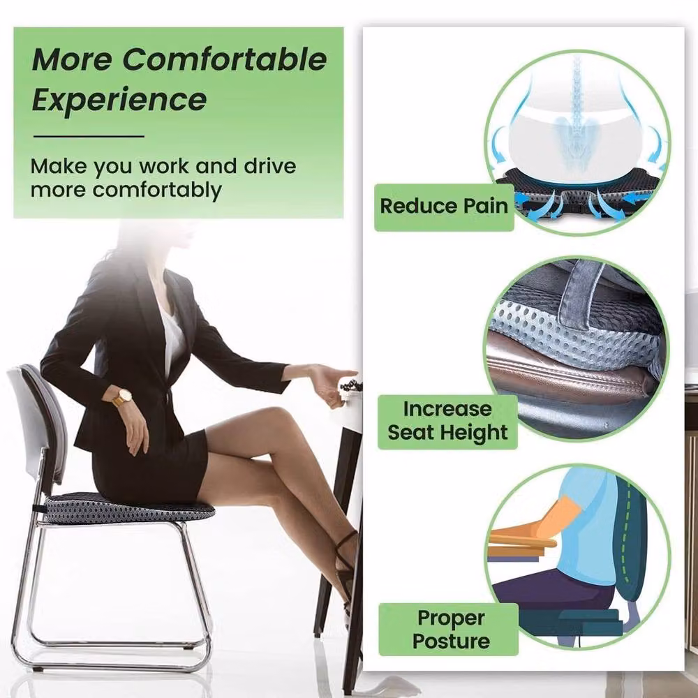 FLAVORA Black Memory Foam Wedge Seat Cushion for Car or Office, W/D/H: 190 x 100 x 1 cm – 3