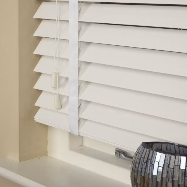 Terrys Elementi Made To Measure Wooden Venetian Blinds, 50mm Wood Essence Tape, White