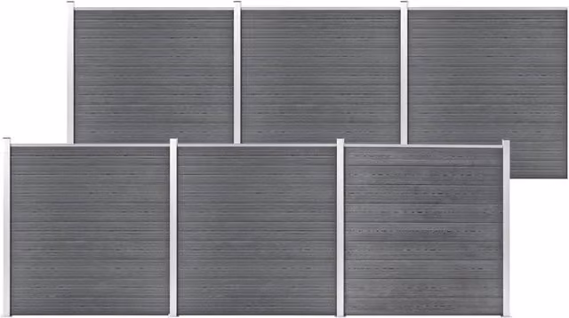 Berkfield Home Grey WPC and Aluminium Garden Fence W: 1045 cm, H: 186 cm – 1