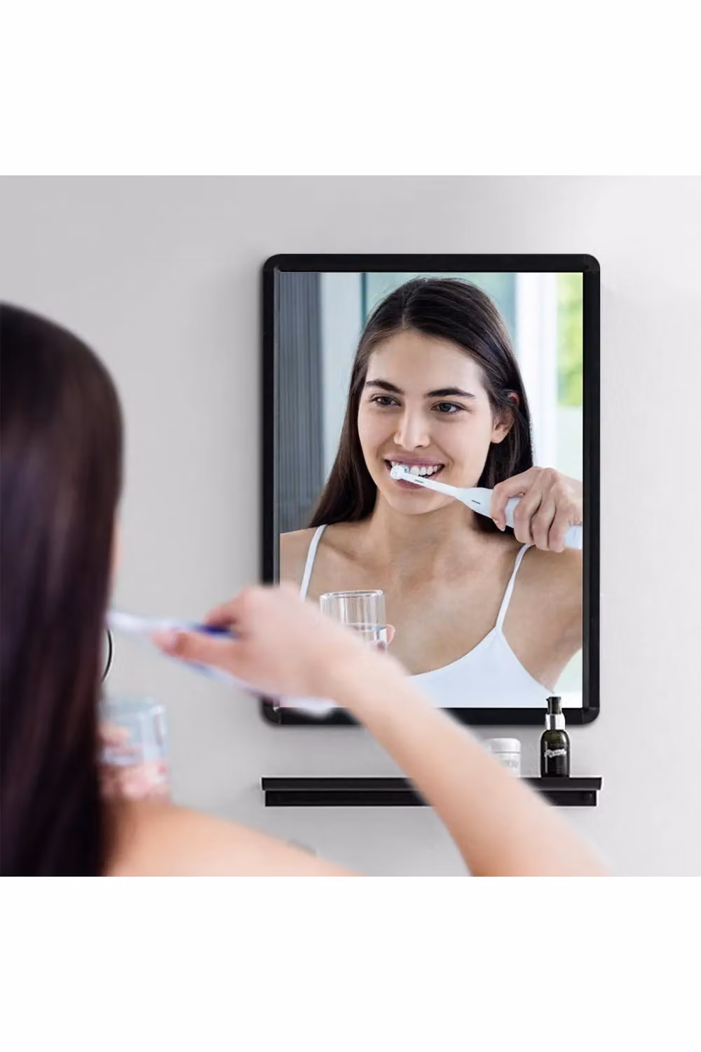 Living and Home Modern Industrial Rectangular Wall Mirror in Black, W: 50 cm, H: 70 cm – 5