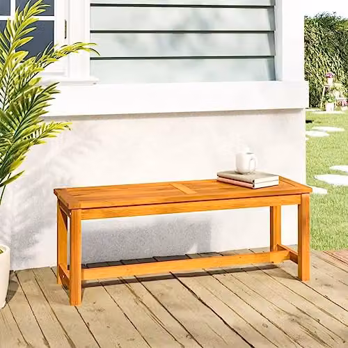 vidaXL Brown Acacia Wood Garden Bench W/D/H: 110 x 35 x 45 cm – 2