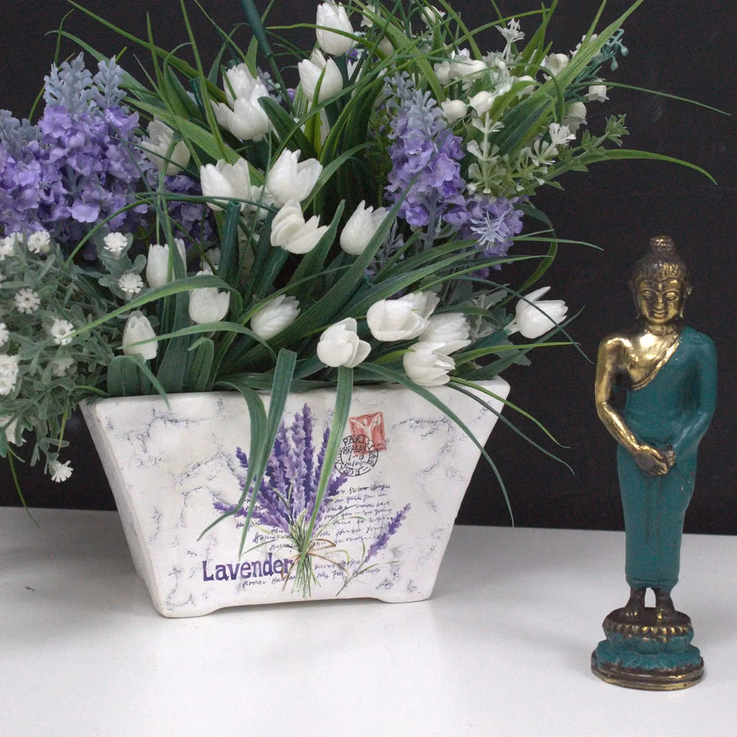 KDMD Gold Med Standing Oriental Buddha Metal Figurine – 3