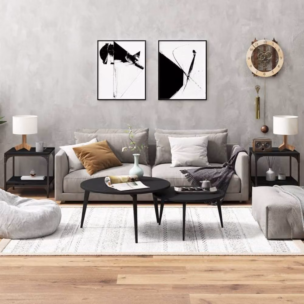 Berkfield Home Set of 2 Black Square Side Tables with Nested Tops, W/D/H: 40 x 40 x 40 cm – 2