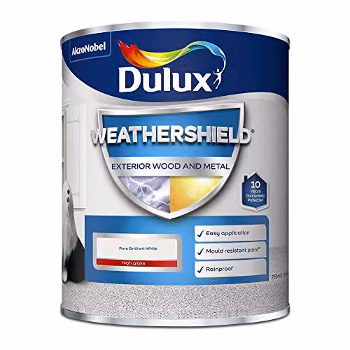Dulux Weather Shield Exterior High Gloss Paint, White, 0.75 l – 2