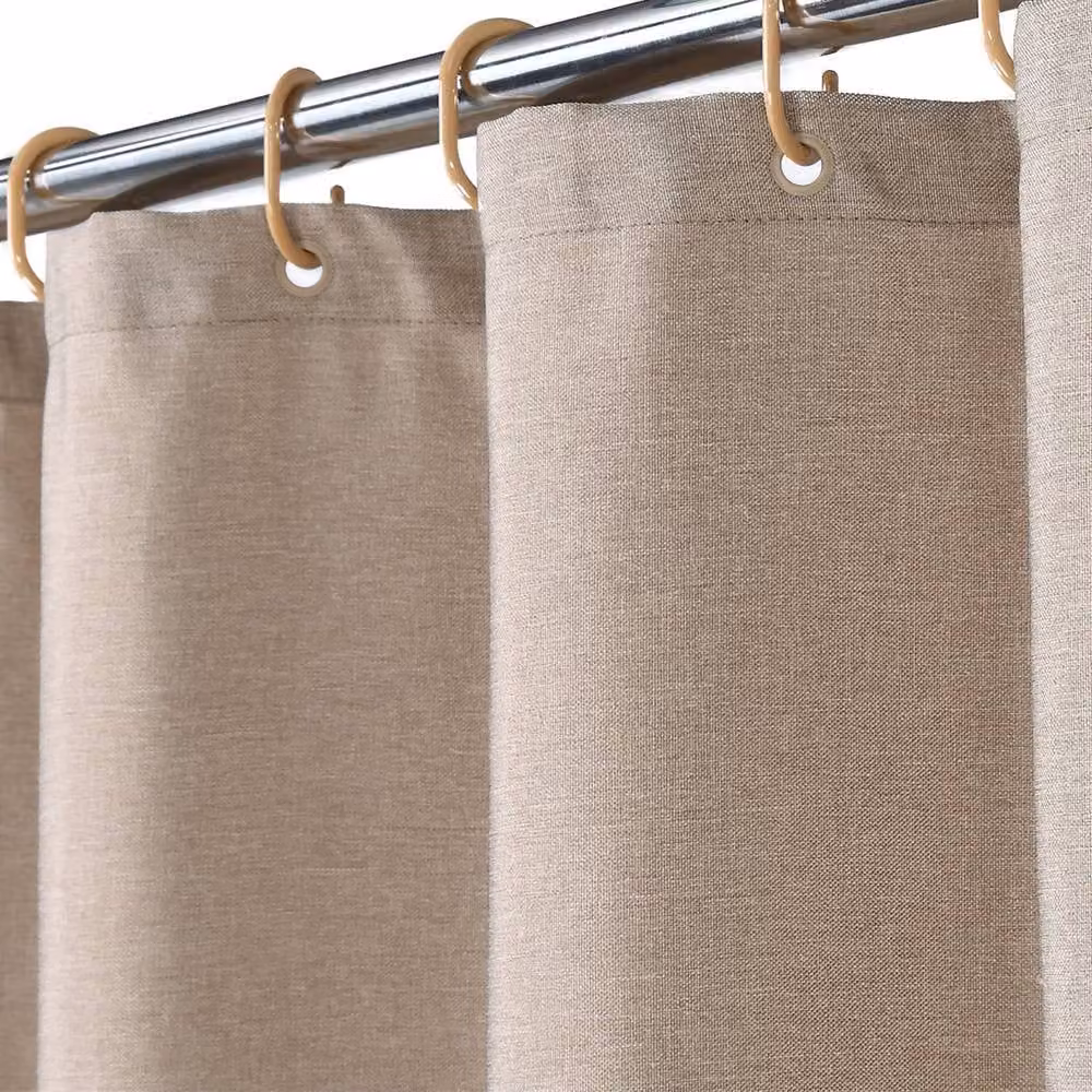 London Boutique Waterproof Polyester Shower Curtain in Light Brown, W: 121.92 cm, H: 182.88 cm – 3