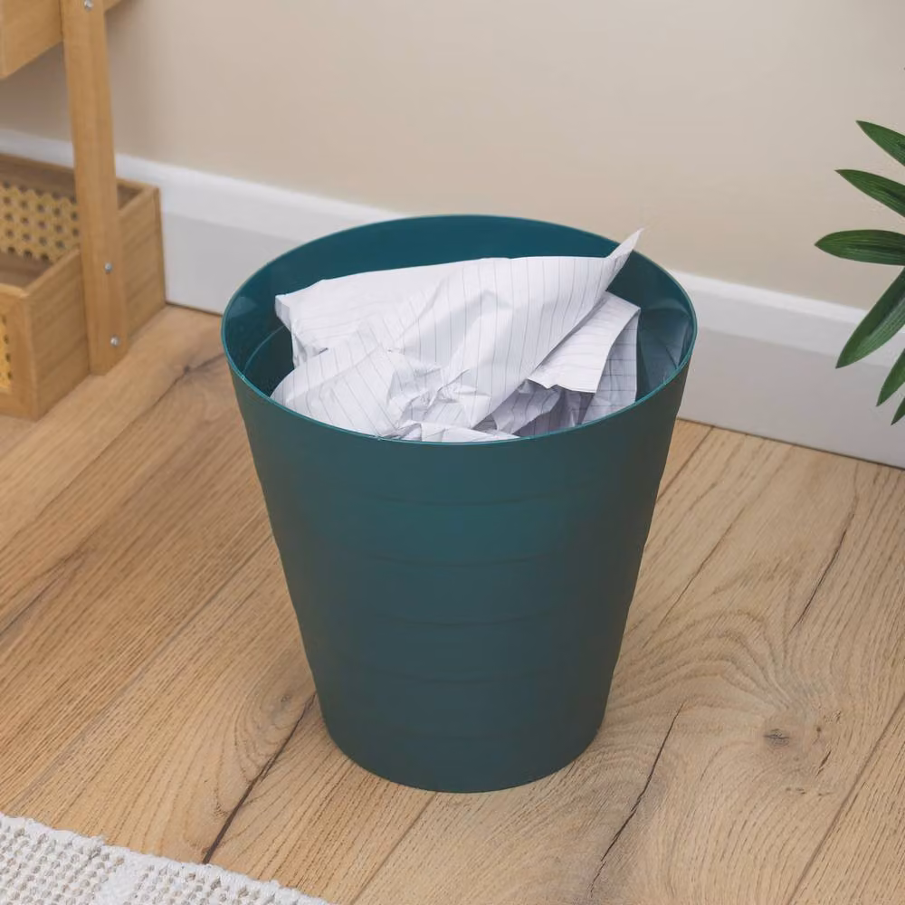 JVL Round Plastic Waste Bin, Petrol, 6.6 l – 4