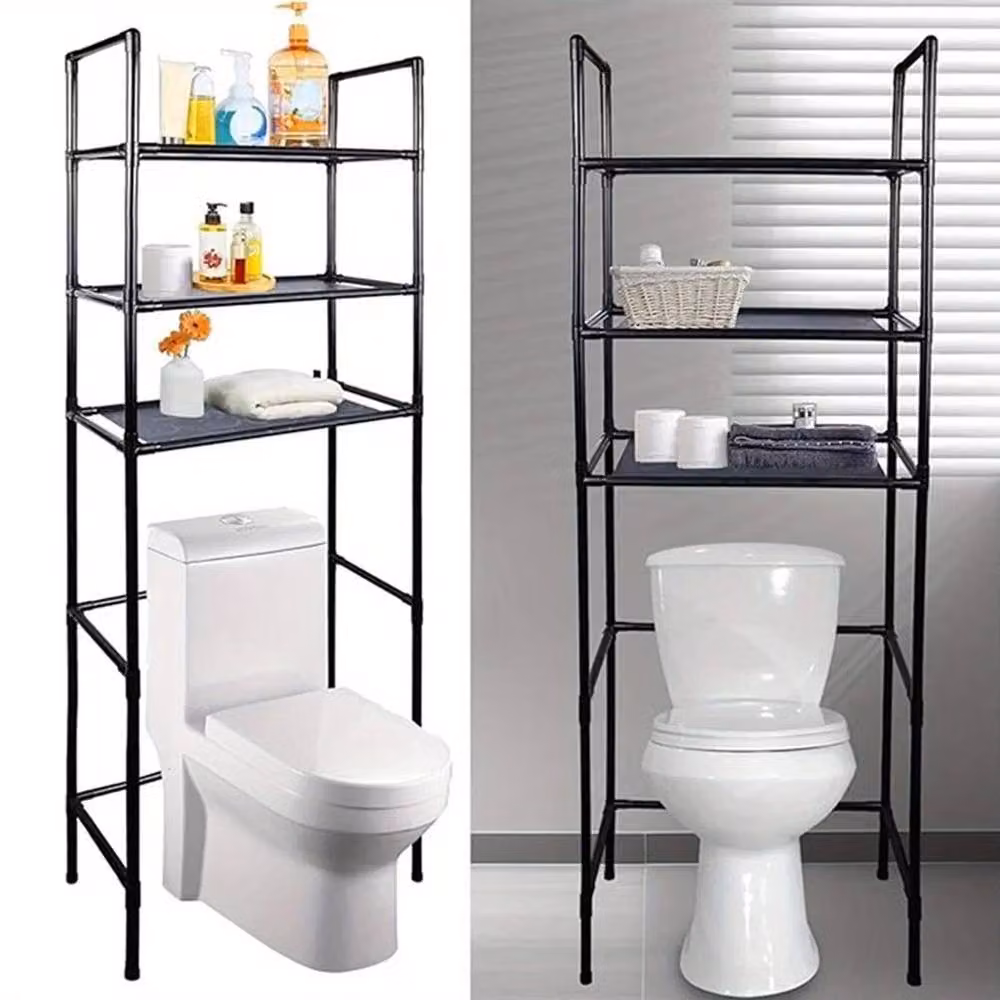 VOGREX 3-Tier Over-Toilet Bathroom Storage Shelf Organizer in Matt Black – 4