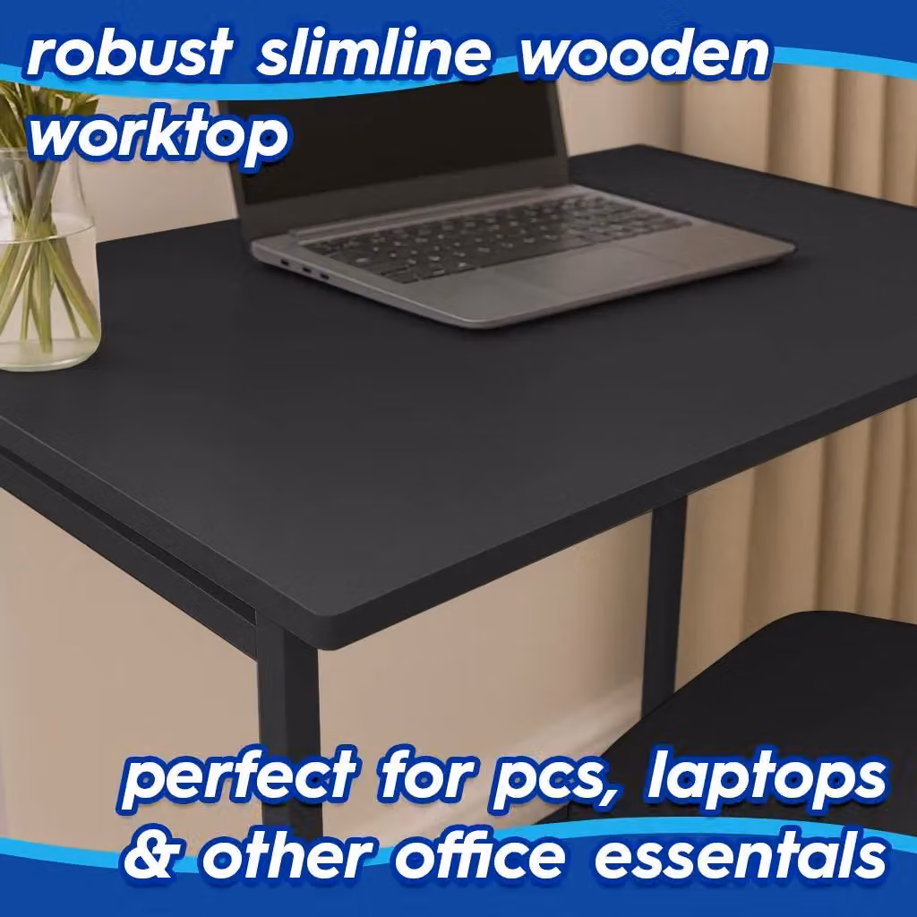 Harbour Housewares Black Wooden Folding Computer Desk with Drop Leaf Top – 4