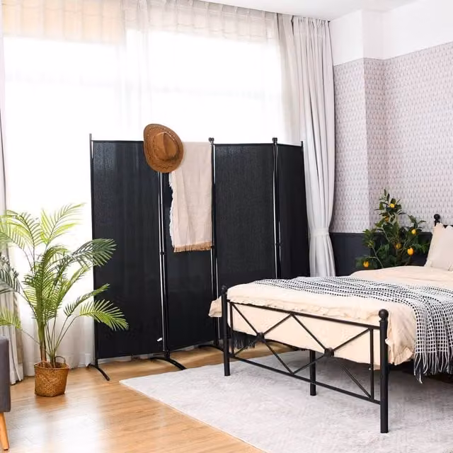 Costway 4-Panel Folding Privacy Screen Room Divider in Black – 1