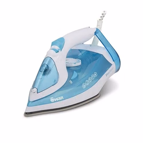 Swan 2500W Steam Iron with Ceramic Non-Stick Soleplate and Anti-Calc Function in White and Blue – 1