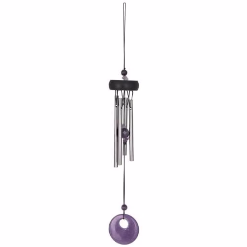 Woodstock Chimes Small Precious Stone Outdoor Wind Chime in Purple, Silver and Black, H x W x D: 30.48 x 30.48 x 10.16 cm – 1