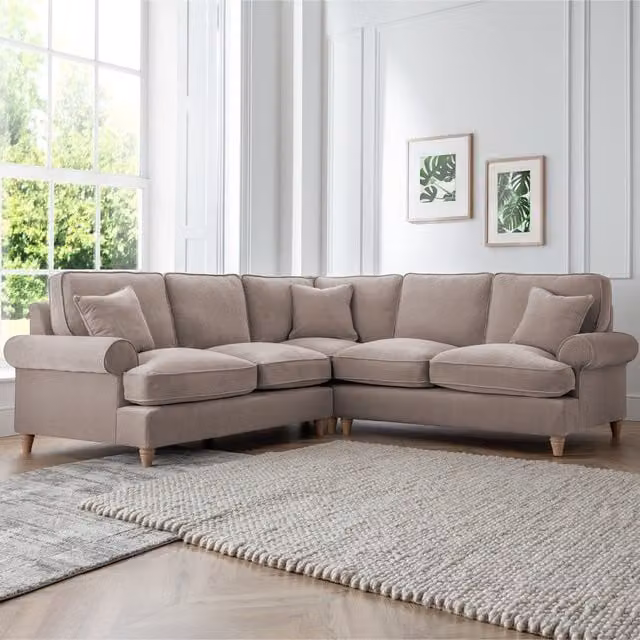 The Great Sofa Company Ezra Large Textured Velvet Corner Sofa in Taupe – 1