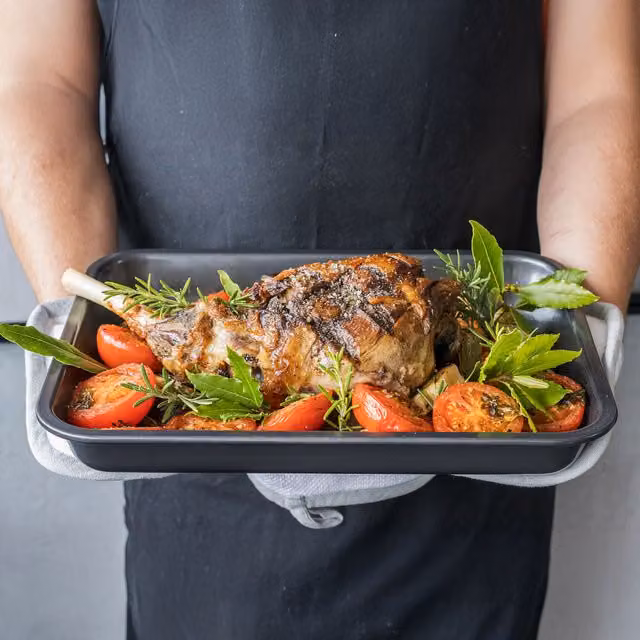 MasterClass Non-Stick Large Sloped Rectangular Roasting Pan, Grey