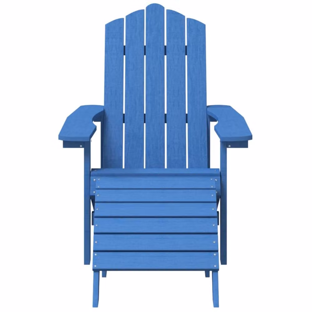 Berkfield Home Garden Adirondack Lounge Chairs with Footstool and Table in Aqua Blue HDPE Composite – 3