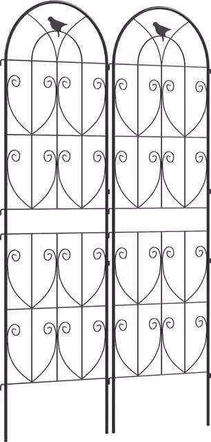 Outsunny Set of 2 Black Metal Garden Trellis Panels for Climbing Plants, H 180 x W 50 cm
