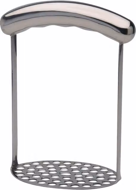KitchenCraft Stainless Steel Round Potato Masher with Ergonomic Grip in Grey