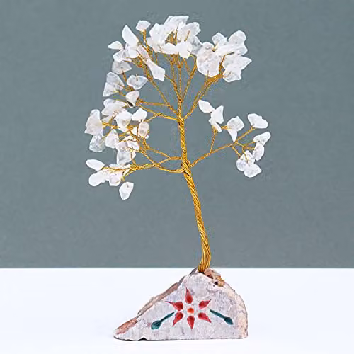 Ancient Wisdom KDMD Rock Crystal Gemstone Tree with 80 White Stones