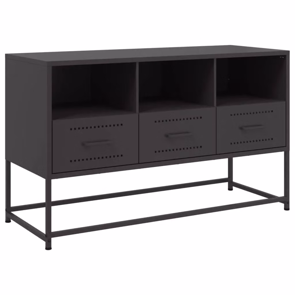 Berkfield Home Industrial Black Steel TV Cabinet W: 100.5 cm, D: 39 cm, H: 60.5 cm – 2
