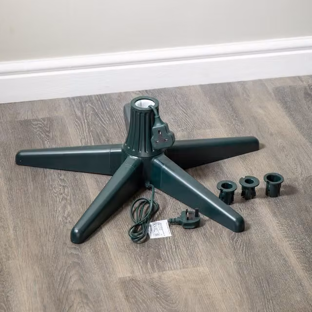 Samuel Alexander Green Round Rotating Christmas Tree Stand, W/D/H: 20 x 20 x 65 cm