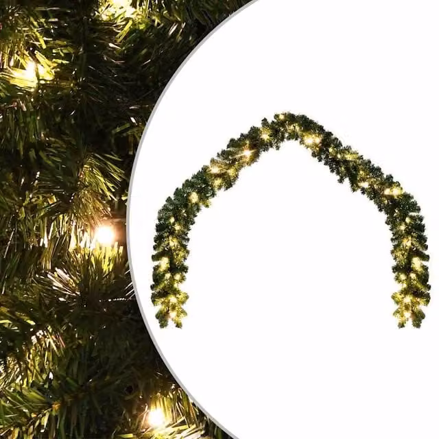 Berkfield Home Christmas Garland with Multicolour RGB LED Lights, Green, 20 m