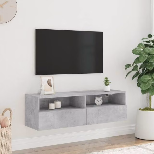 Berkfield Home TV Wall Cabinet in Concrete Grey, W/D/H: 100 x 30 x 30 cm – 1