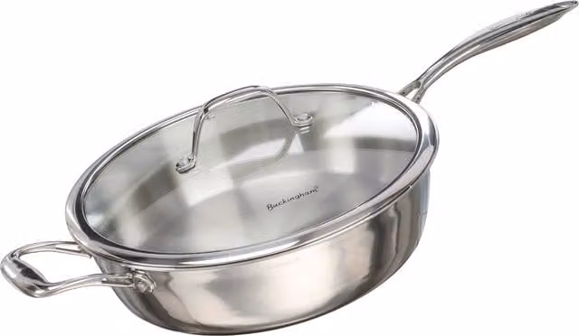 Buckingham Elite Tri-Ply 18/8 Stainless Steel Sauté Pan, 28 cm, 4 Litre, Silver