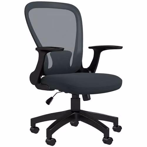 Vinsetto Ergonomic Mesh Office Chair in Anthracite Grey with Armrests and Swivel Function – 1